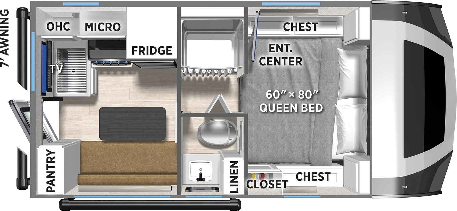 The Real Lite Truck Camper HS-2110 floorplan features include: toilet.